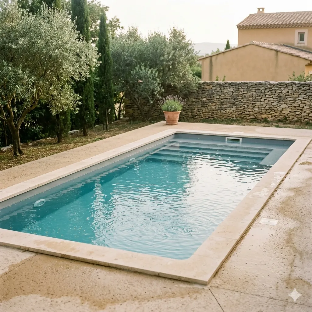 Piscine béton 8 × 4 m Estérel — modèle familial Les Maisons Vertes Provençales